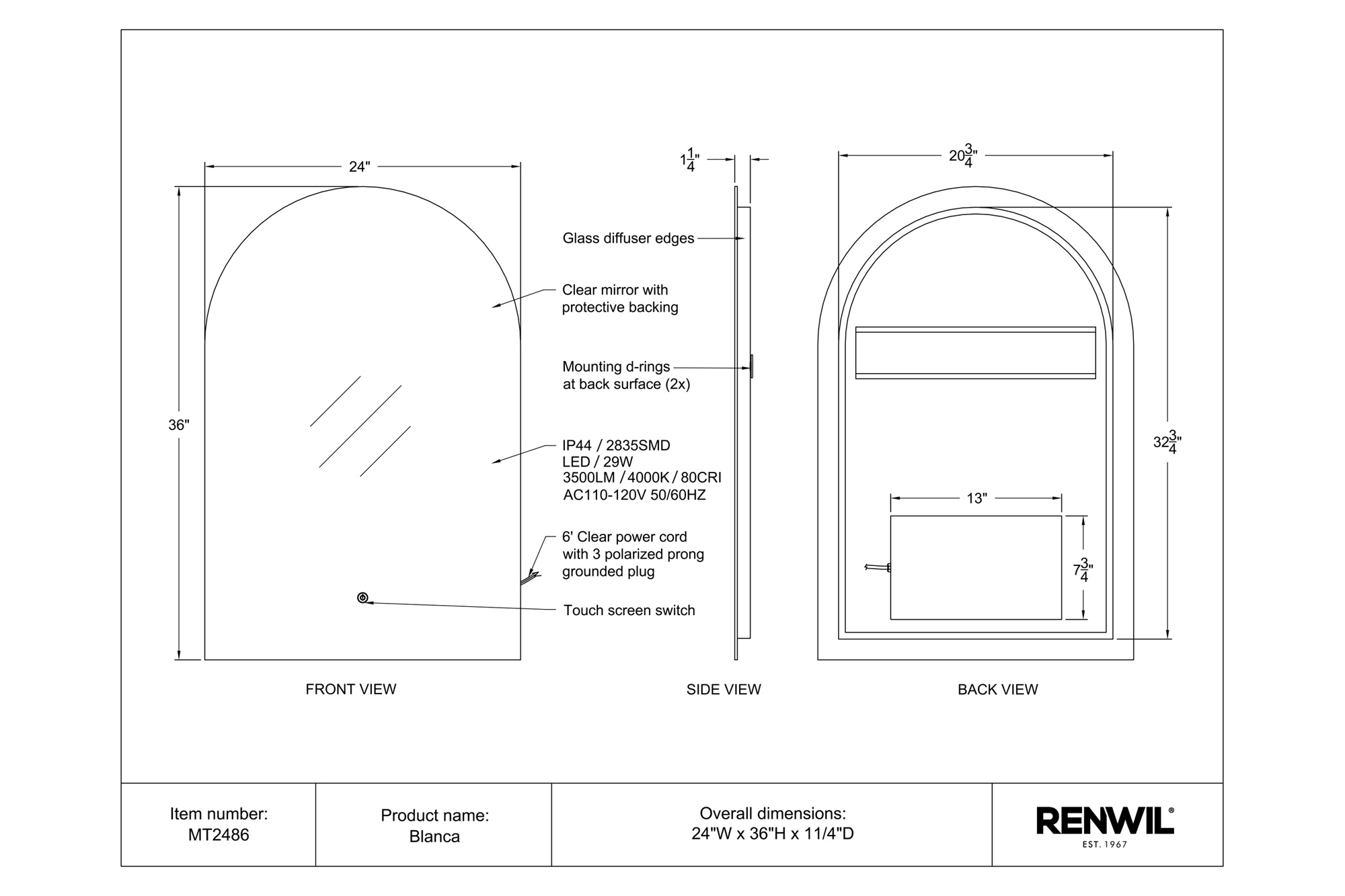 Renwil Blanca Wall Mirror