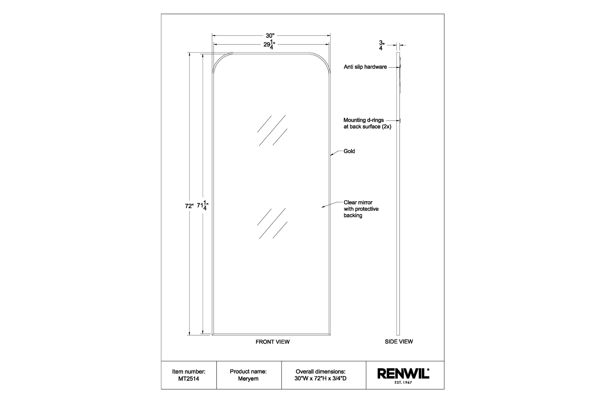 Renwil™ - Meryem Wall Mirror