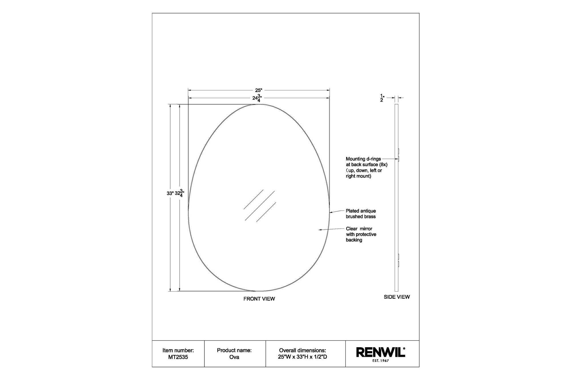 Renwil - Ova Wall Mirror