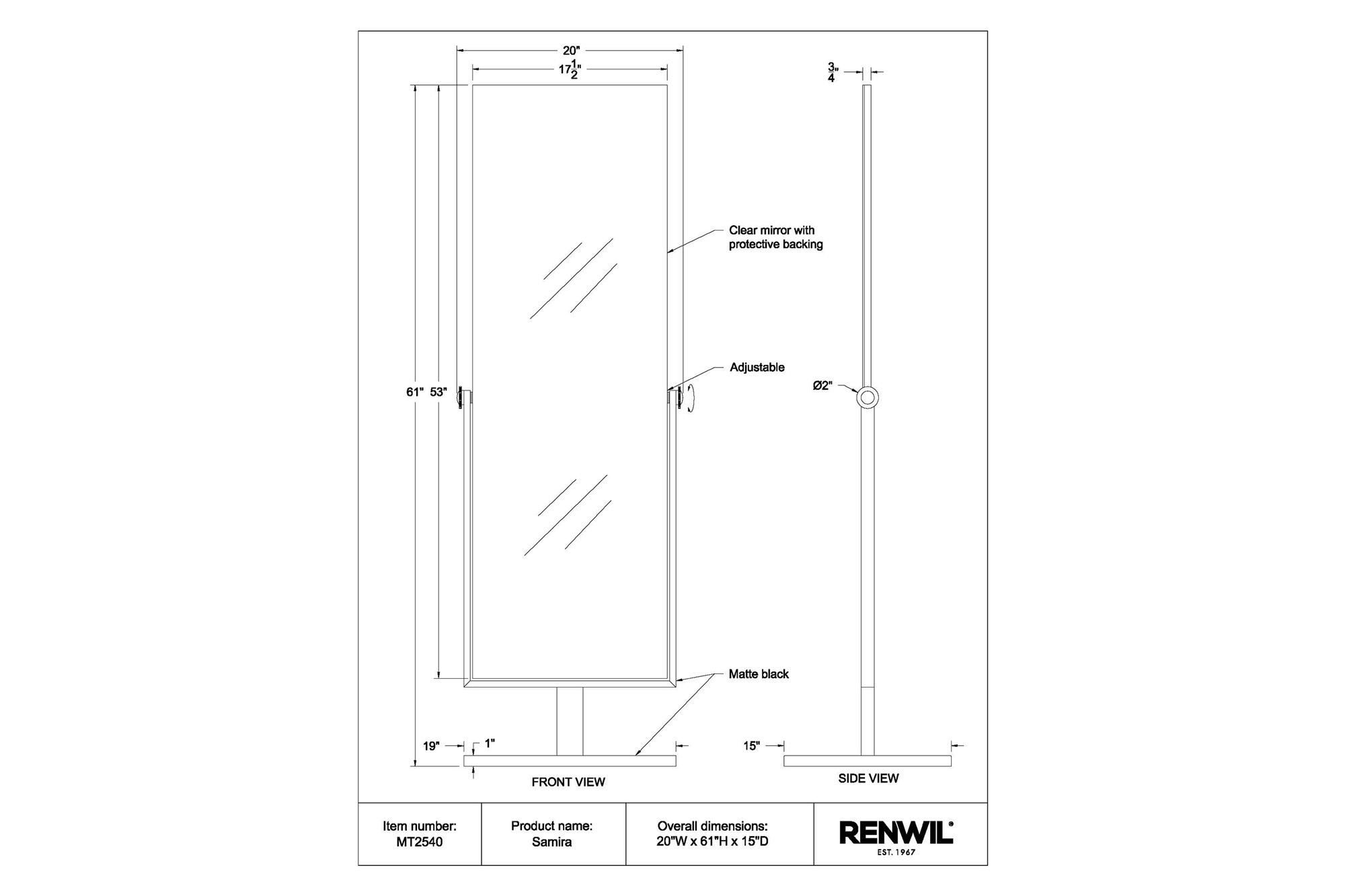 Renwil™ - Samira Floor Mirror