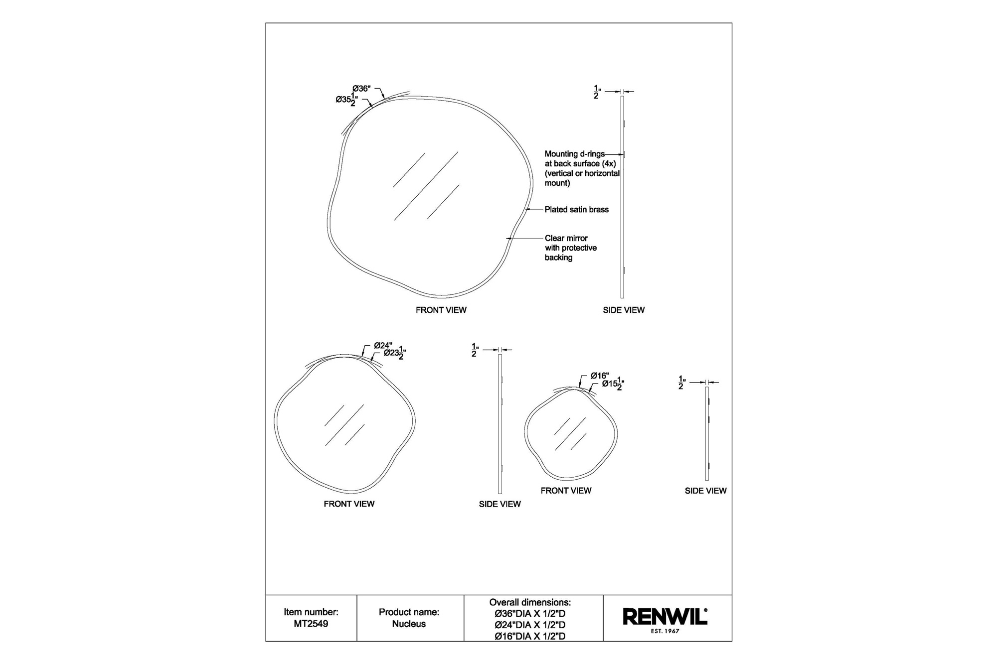 Renwil™ - Nucleus Wall Mirror Set Of 3