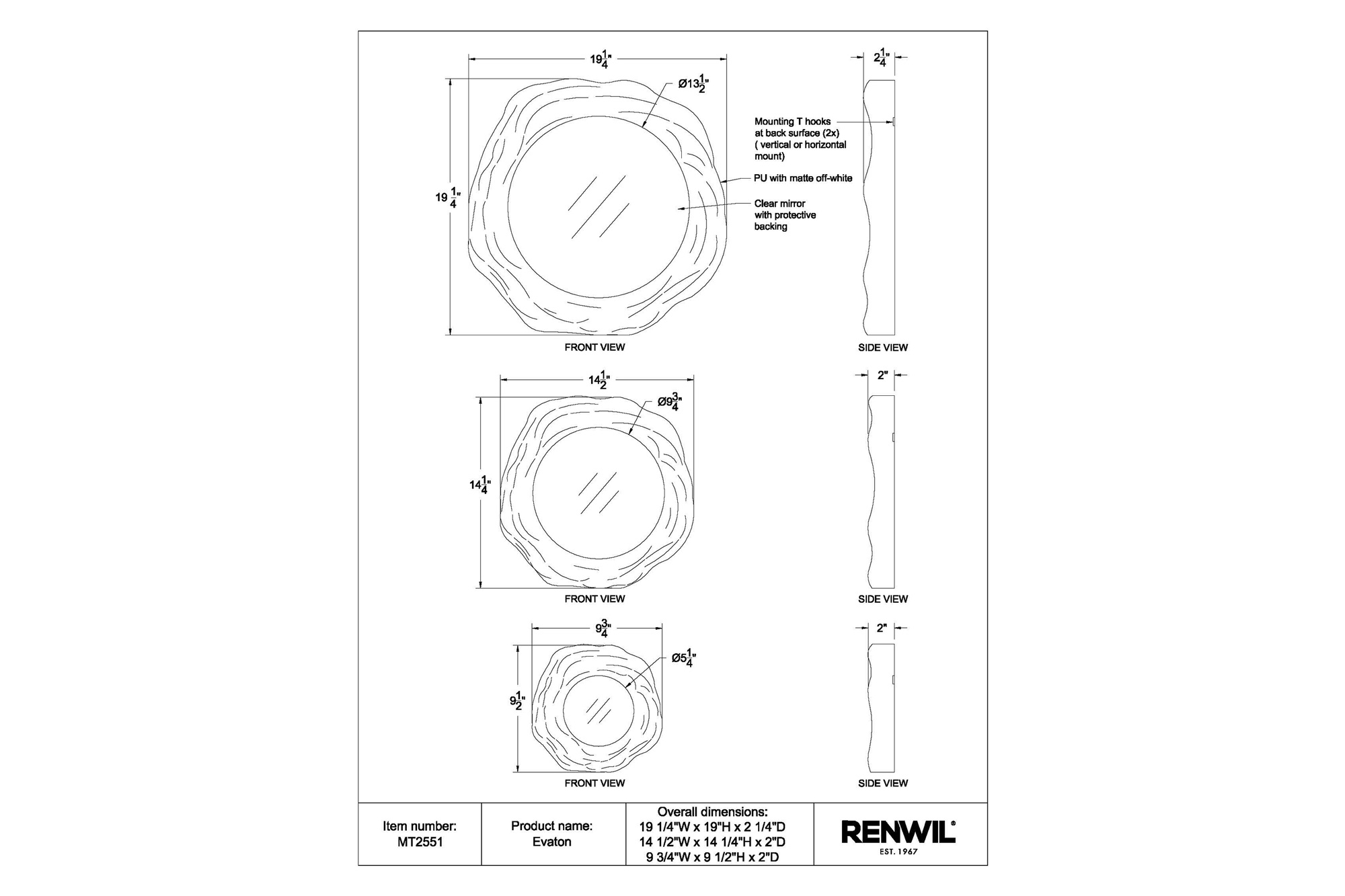 Renwil™ - Evaton Wall Mirror Set Of 3