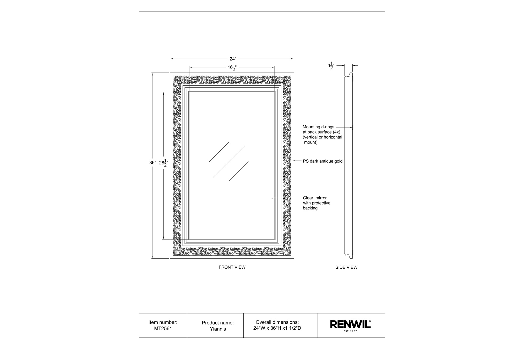 Renwil - Yiannis Wall Mirror