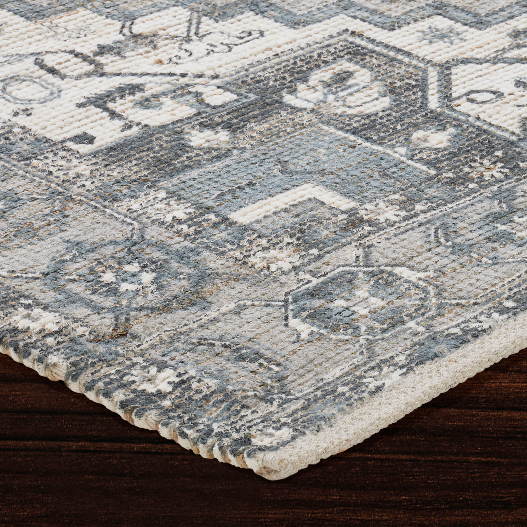 Renwil™ Pongola Rug - Natural/Teal, 9,1" X 13,1"