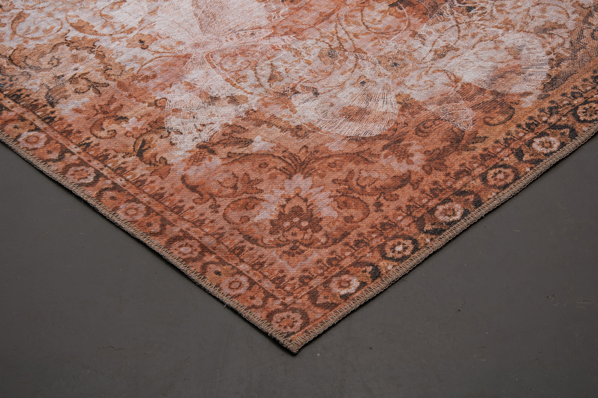 Renwil Whey Rug - Burnt Orange/Cream, 8" X 10"