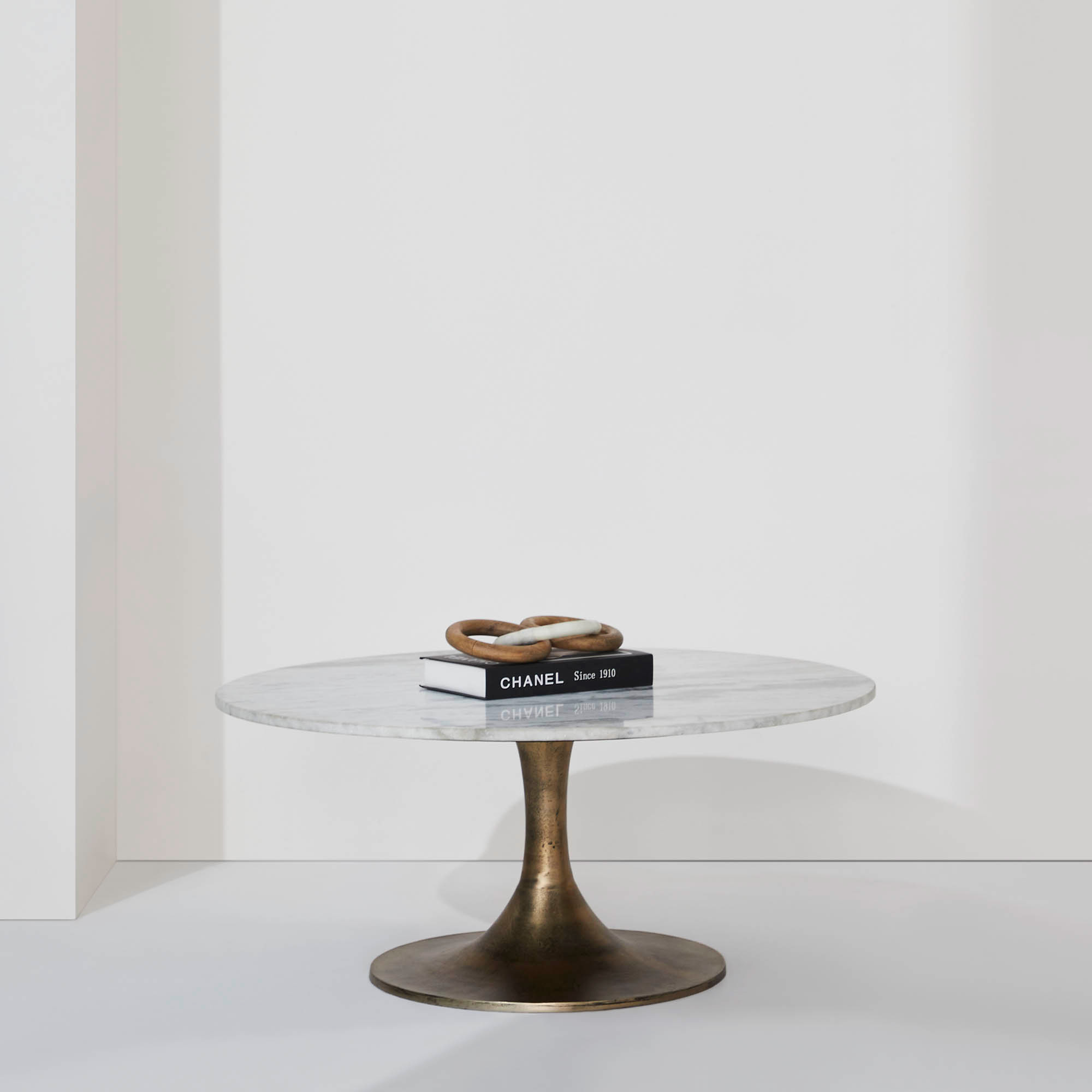 Renwil™ Lovisa Coffee Table - White Marble/Antique Brass