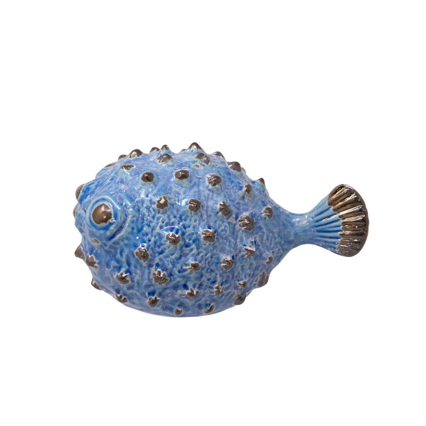 Sagebrook 10" Ceramic Blowfish Figurine - Blue