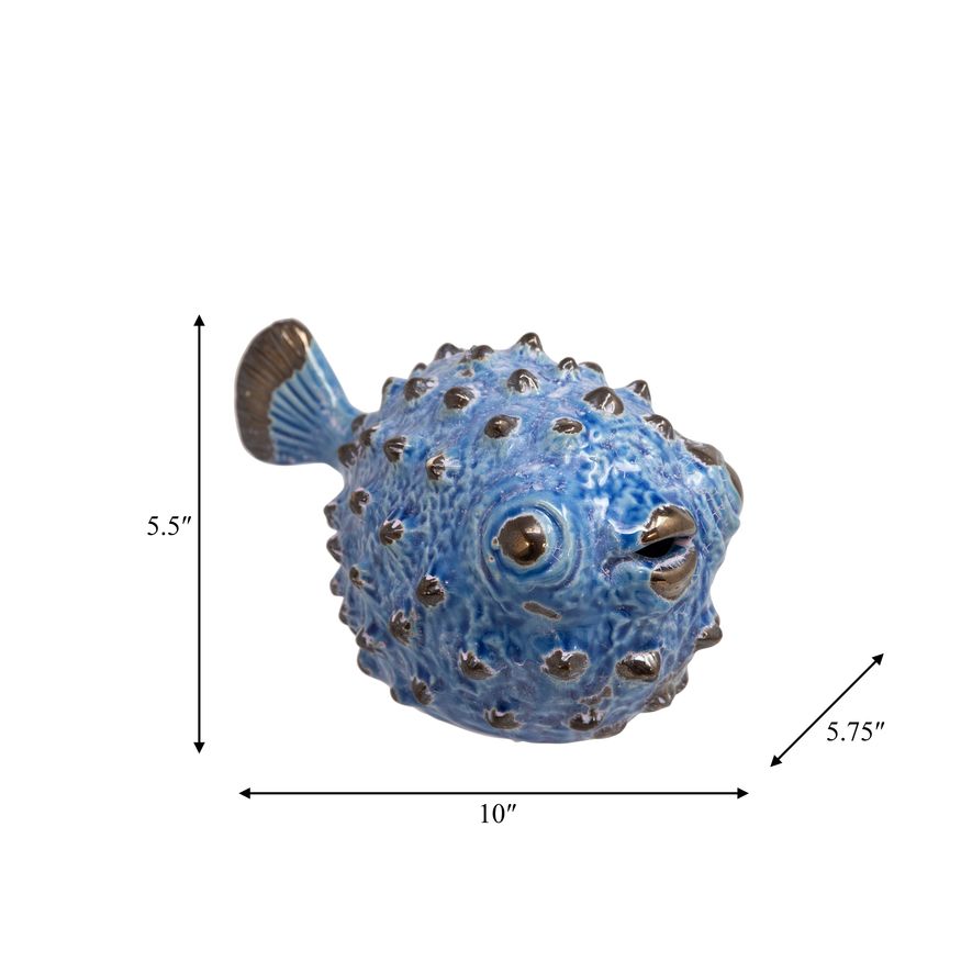 Sagebrook 10" Ceramic Blowfish Figurine - Blue