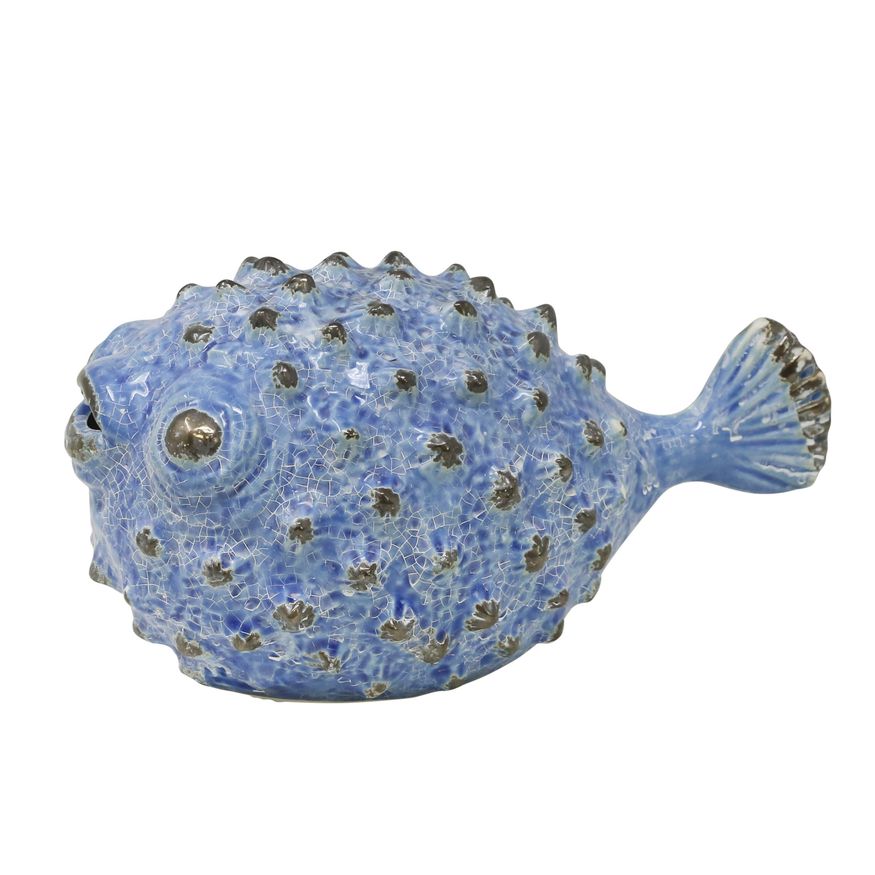 Sagebrook 10" Ceramic Puffer Fish - Blue