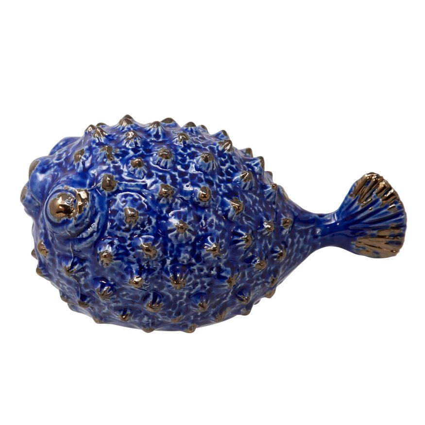 Sagebrook 8" Ceramic Puffer Fish - Blue