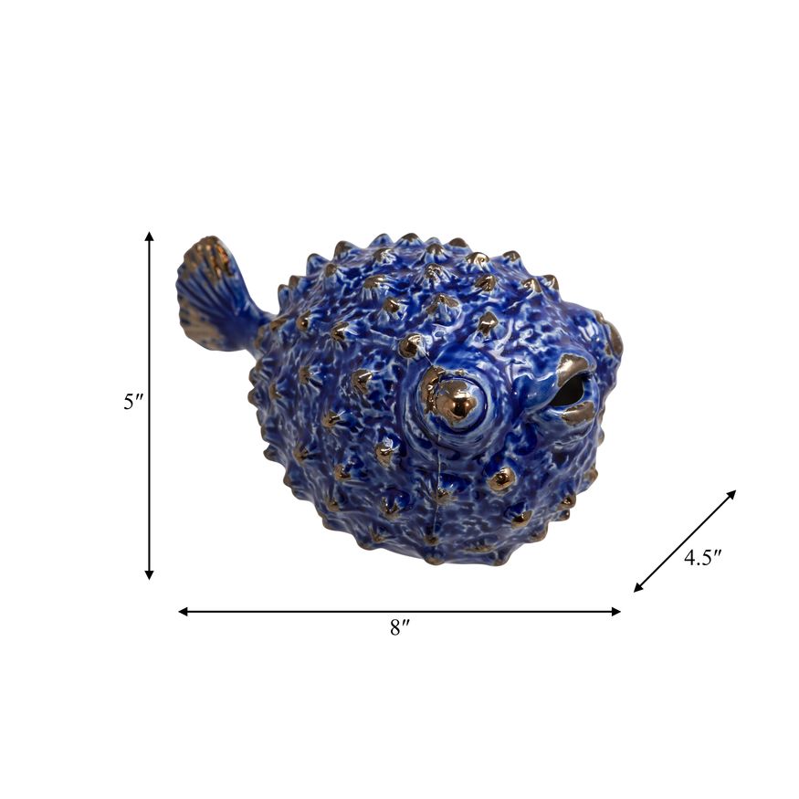 Sagebrook 8" Ceramic Puffer Fish - Blue