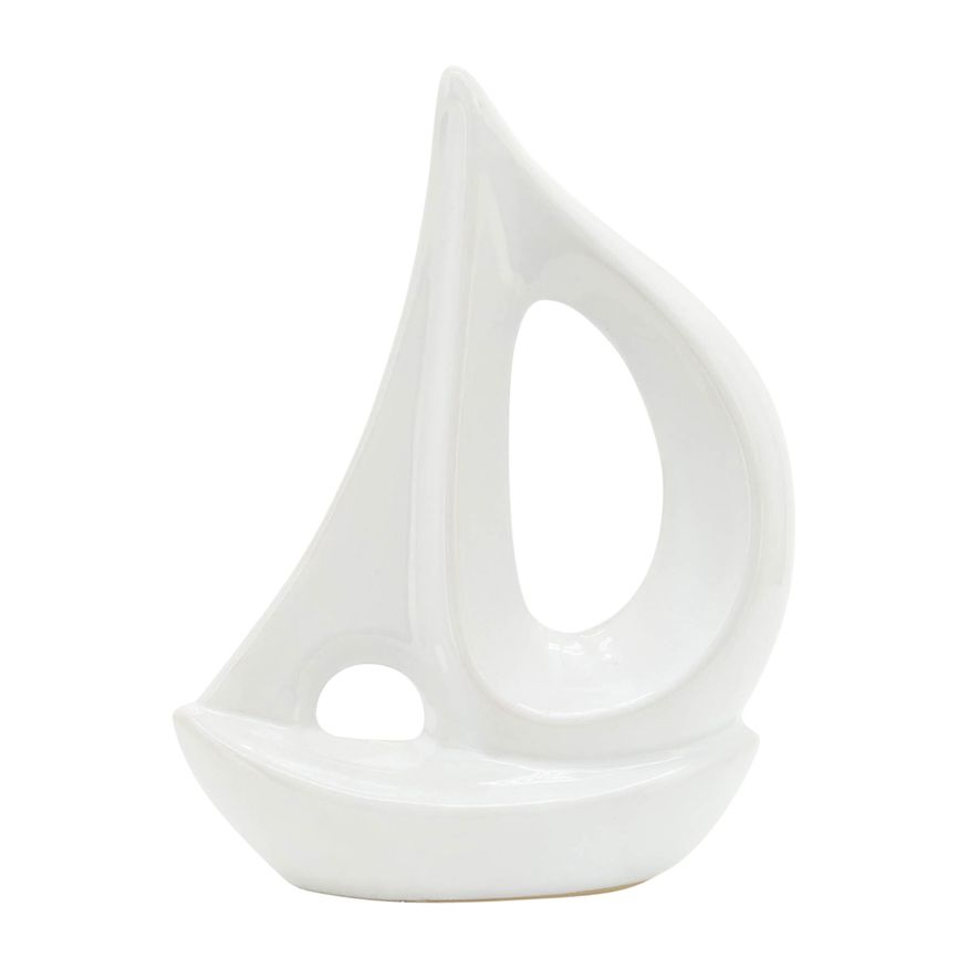 Sagebrook 8" Ceramic Sailboat - White