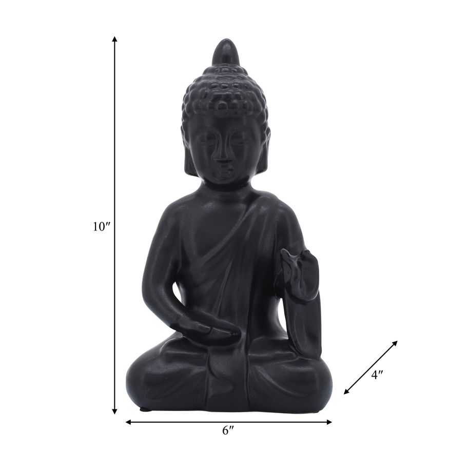 Sagebrook 10" Ceramic Seated Buddha - Black