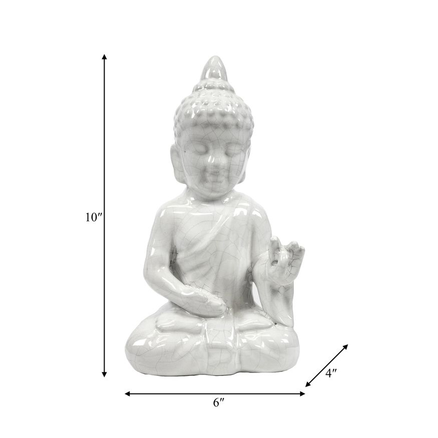 Sagebrook 10" Ceramic Seated Buddha - White