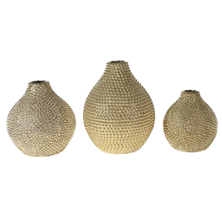 Sagebrook 8" Spiked Ceramic Vase - Gold