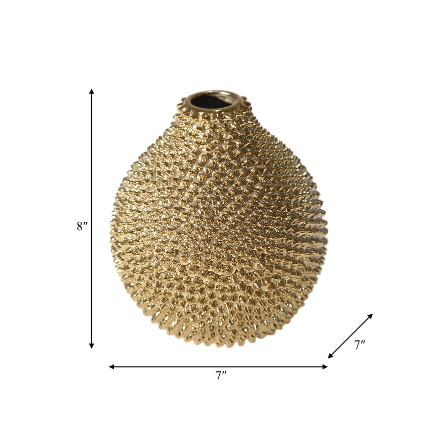 Sagebrook 8" Spiked Ceramic Vase - Gold