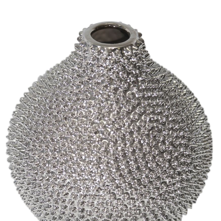 Sagebrook 10" Spiked Ceramic Vase - Silver