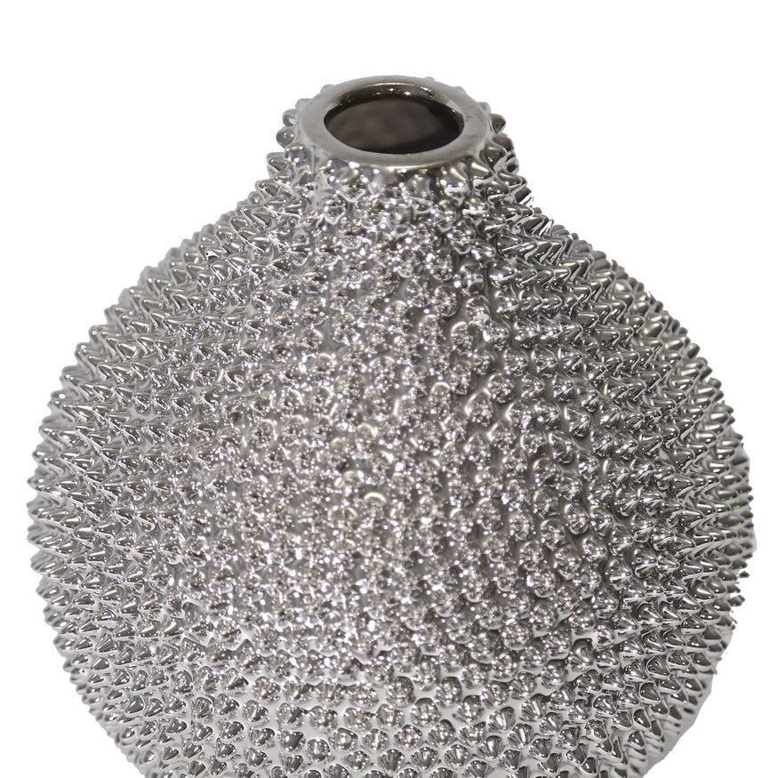 Sagebrook 10" Spiked Ceramic Vase - Silver