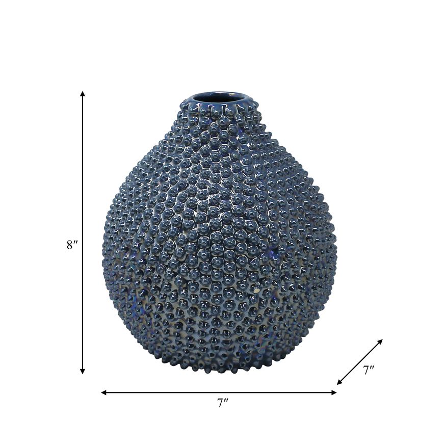 Sagebrook 8" Spiked Ceramic Vase - Blue