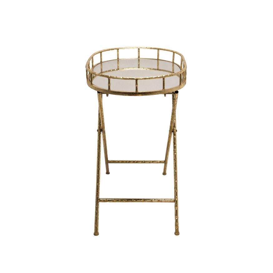 Sagebrook - Oval Gold Metal Accent Table With Mirror Top