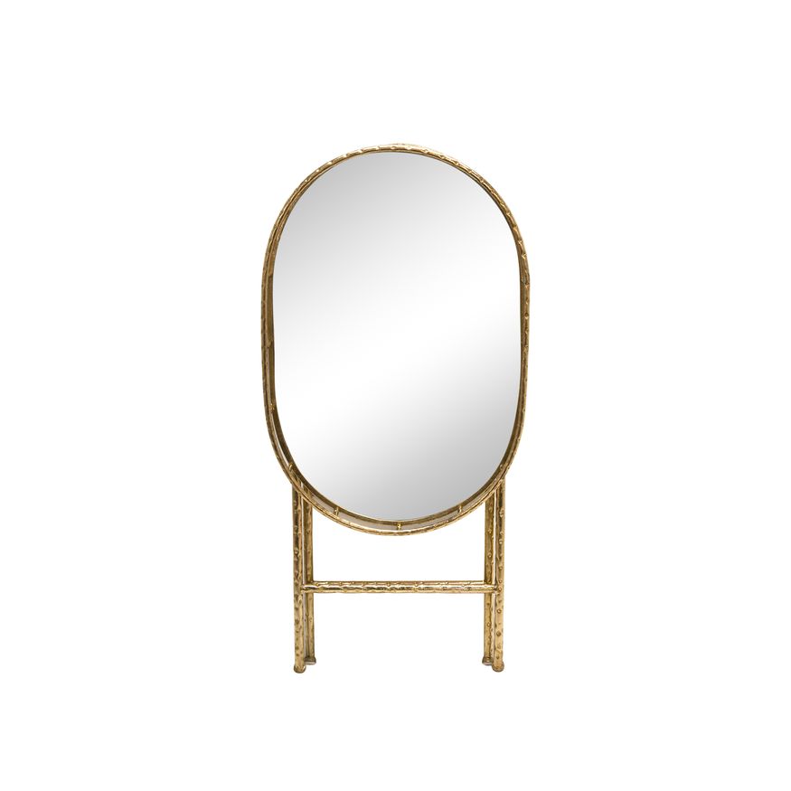 Sagebrook - Oval Gold Metal Accent Table With Mirror Top