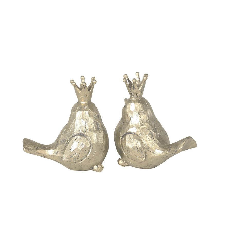 Sagebrook Birds With Crowns (Set Of 2) - Gold