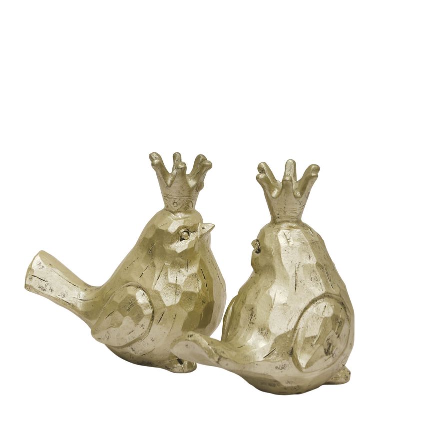 Sagebrook Birds With Crowns (Set Of 2) - Gold