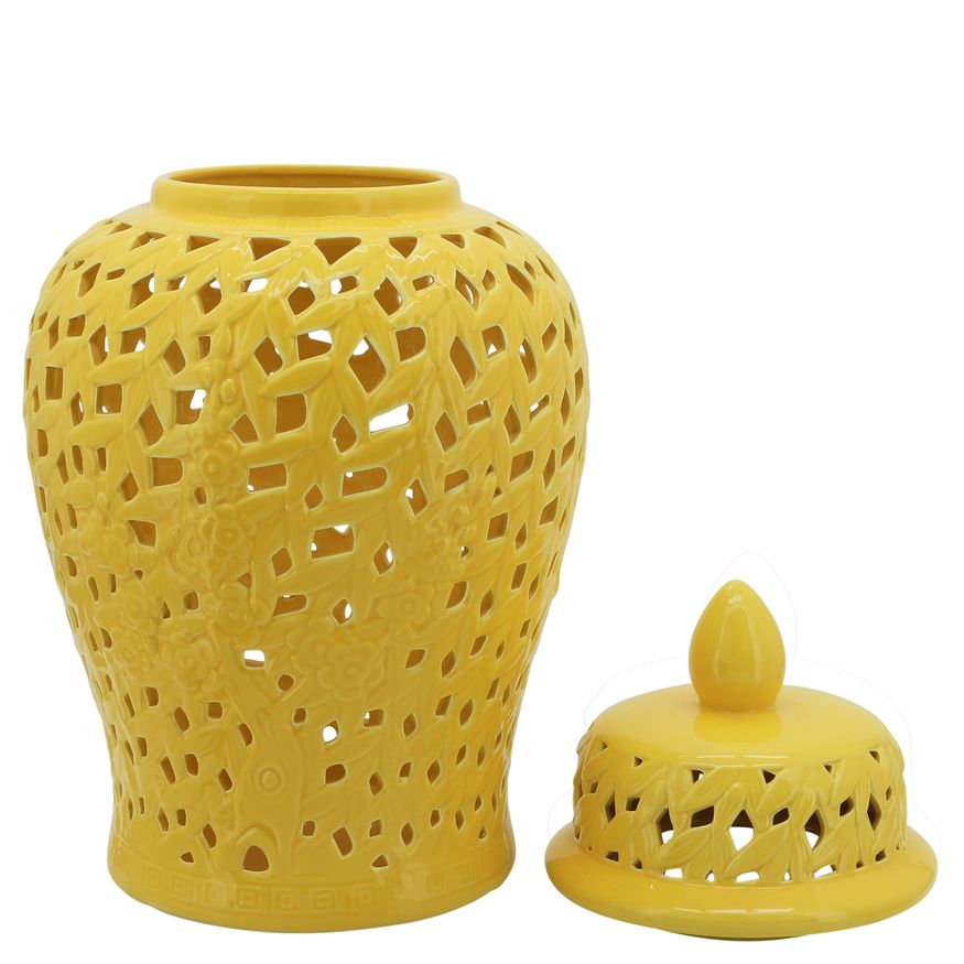 Sagebrook 24" Pierced Temple Jar - Yellow