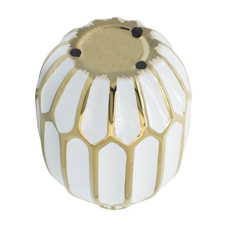 Sagebrook 8" Ceramic Vase - White/Gold