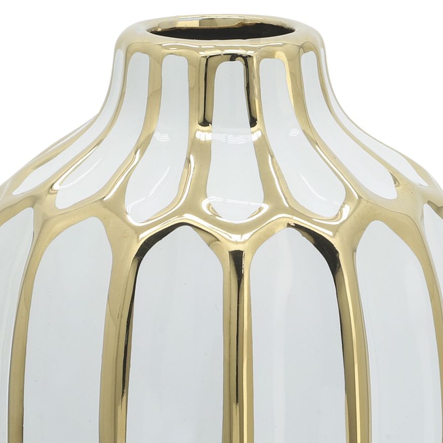 Sagebrook 8" Ceramic Vase - White/Gold