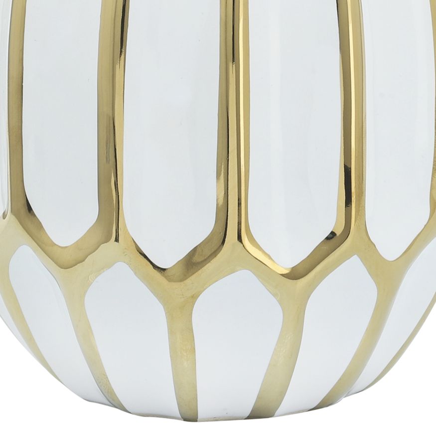 Sagebrook 8" Ceramic Vase - White/Gold