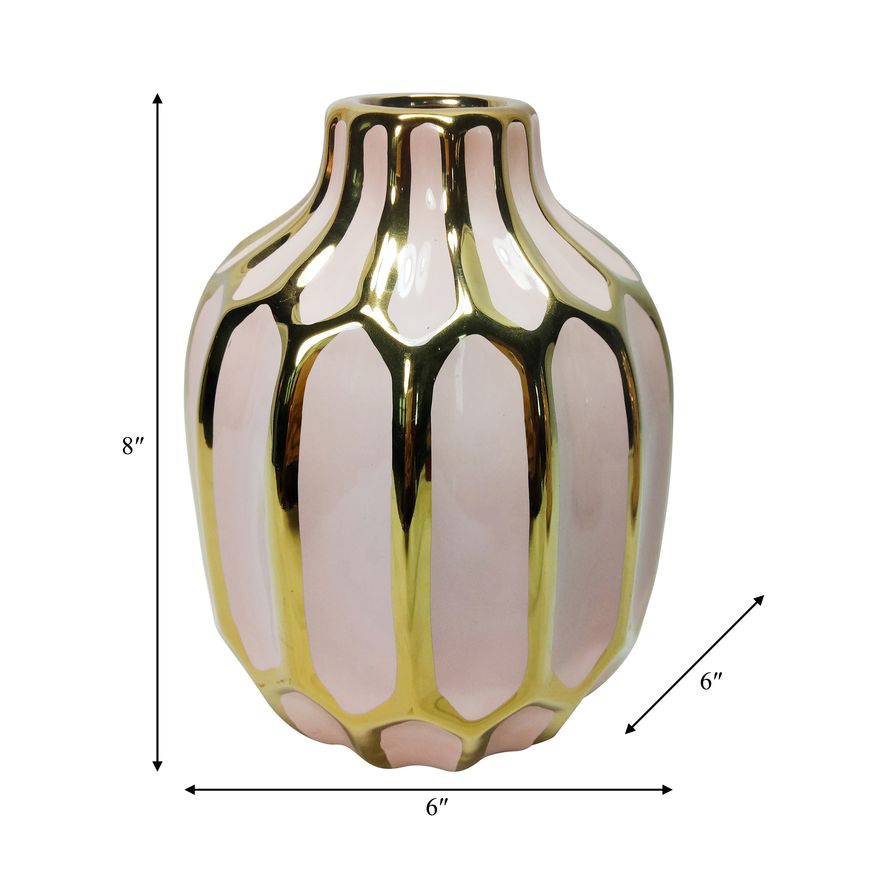 Sagebrook 8" Ceramic Vase - Blush/Gold