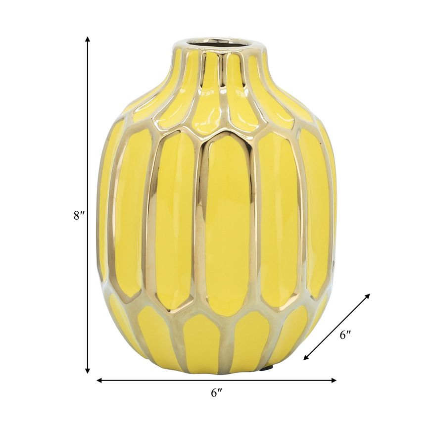 Sagebrook 8" Ceramic Vase - Yellow/Gold