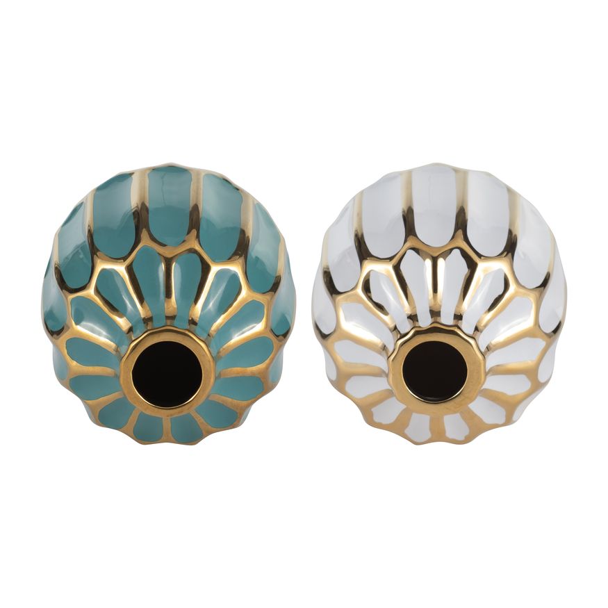 Sagebrook 5" Ceramic Vase (Set Of 2) - Turquoise/White