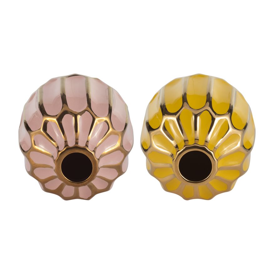 Sagebrook 5" Ceramic Vase (Set Of 2) - Blush/Yellow