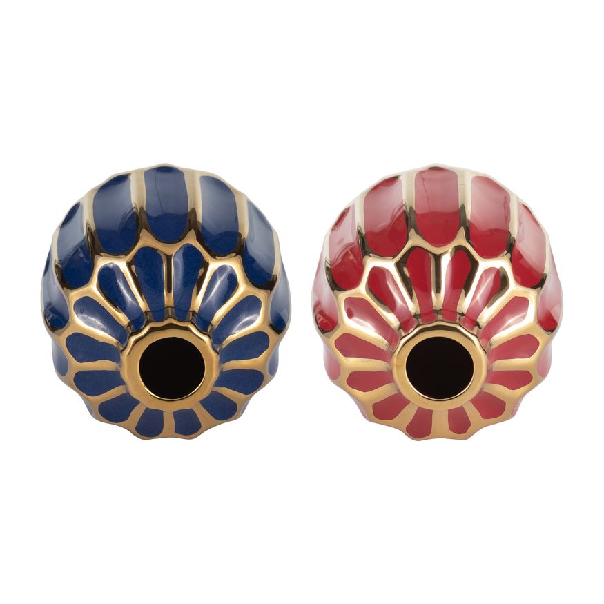 Sagebrook 5" Ceramic Vase (Set Of 2) - Navy/Red