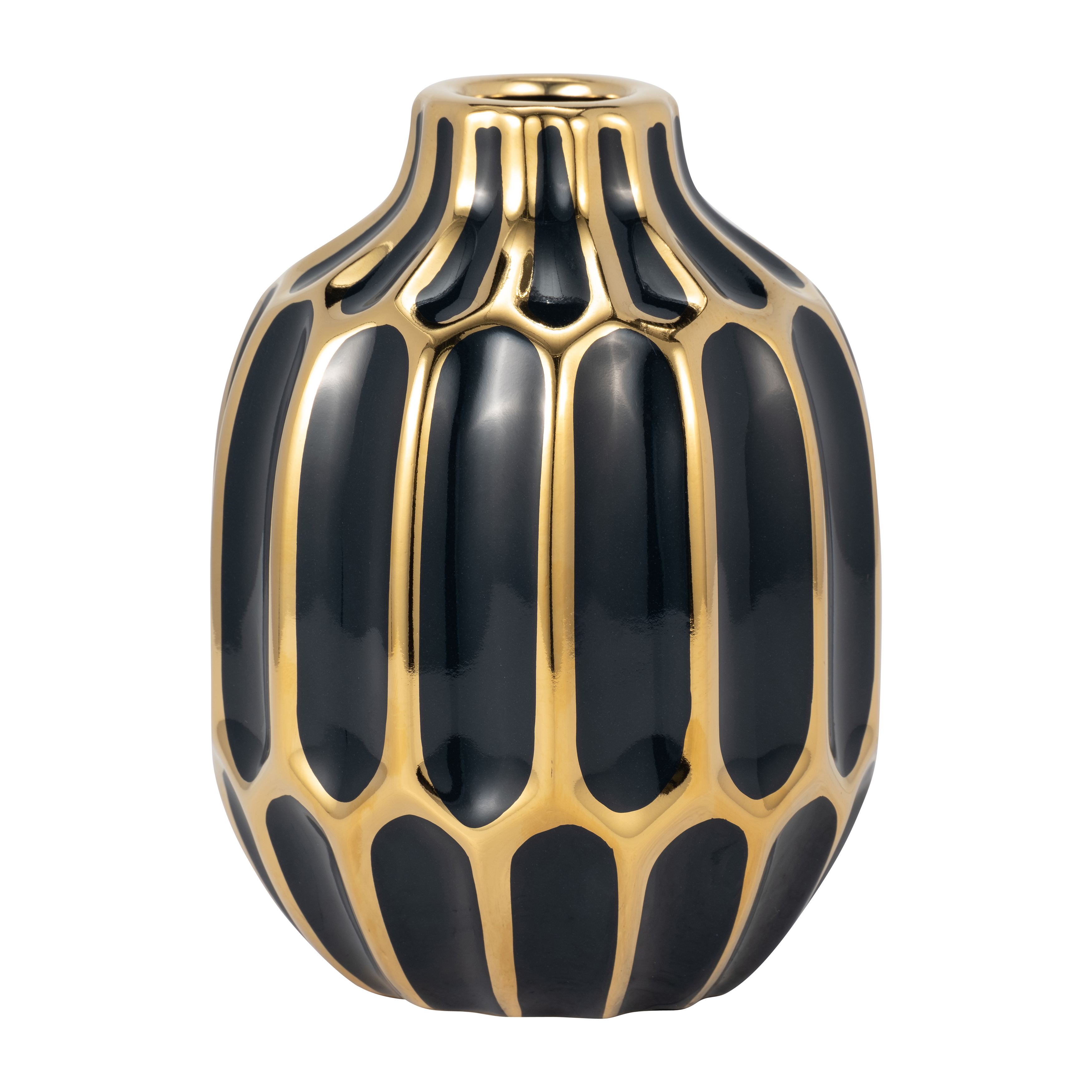 Sagebrook 8" Ceramic Vase - Dark Navy/Gold