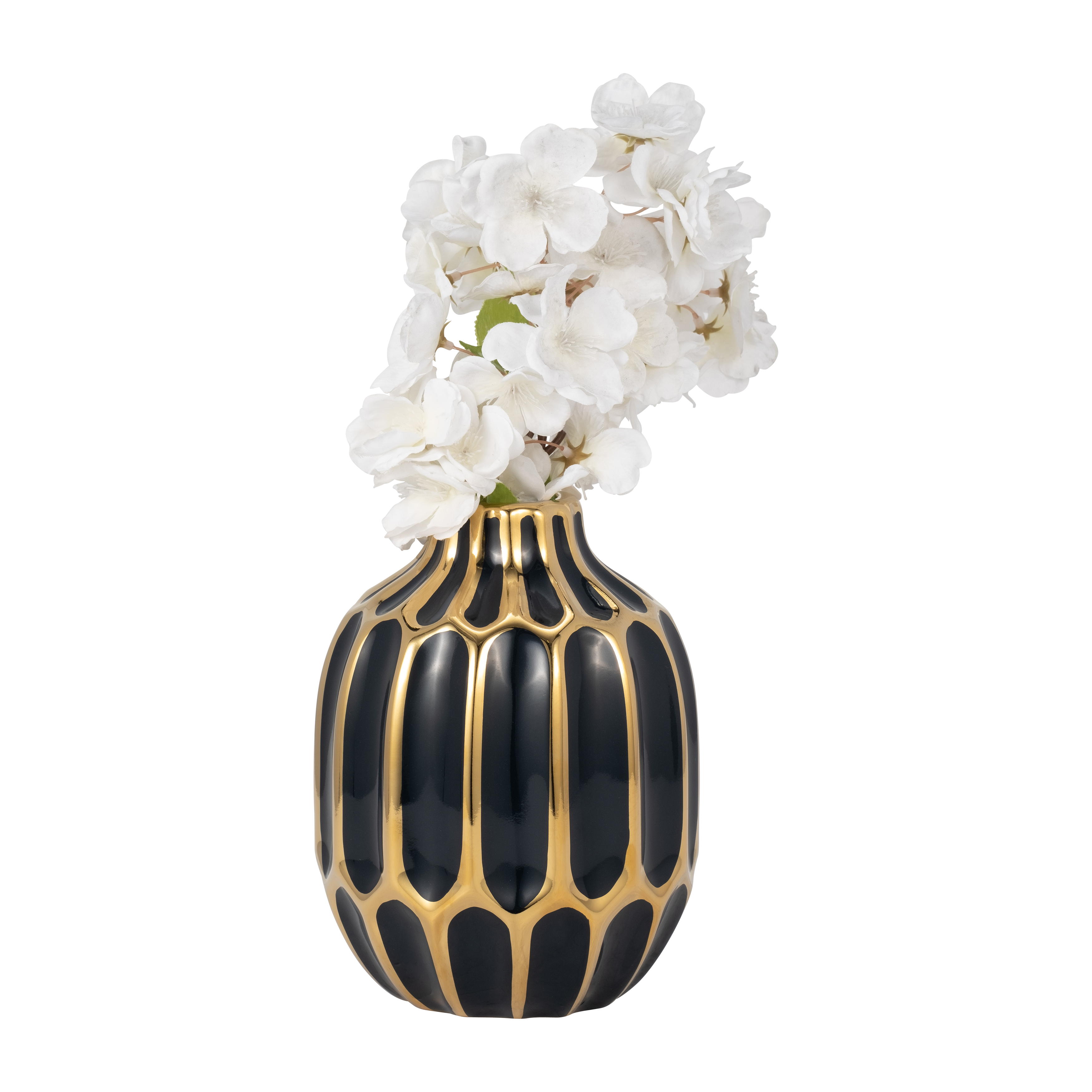 Sagebrook 8" Ceramic Vase - Dark Navy/Gold