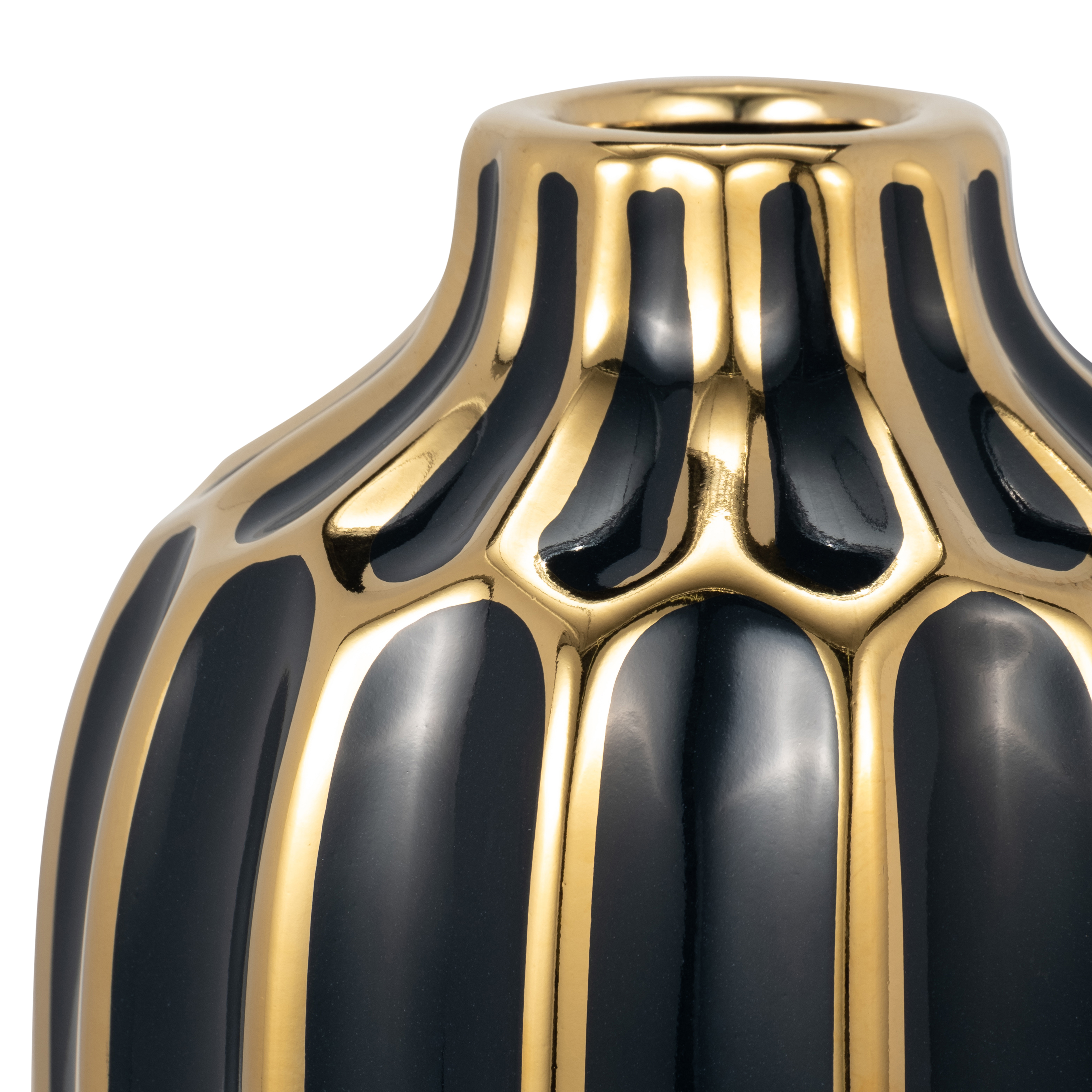 Sagebrook 8" Ceramic Vase - Dark Navy/Gold