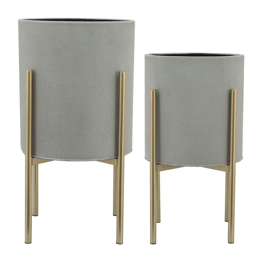 Sagebrook Planters On Metal Stand (Set Of 2)