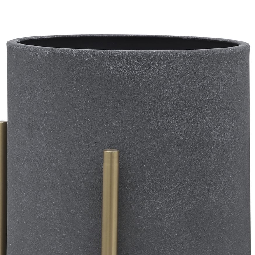 Sagebrook Planters On Metal Stand (Set Of 2) - Gray/Gold