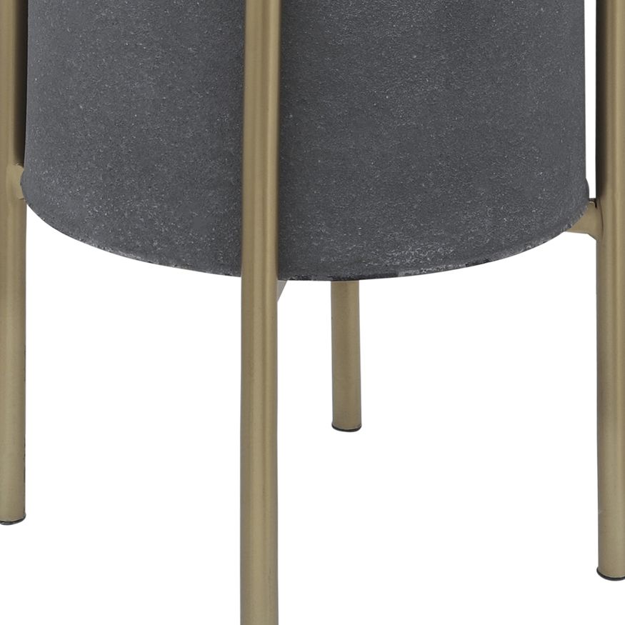 Sagebrook Planters On Metal Stand (Set Of 2) - Gray/Gold