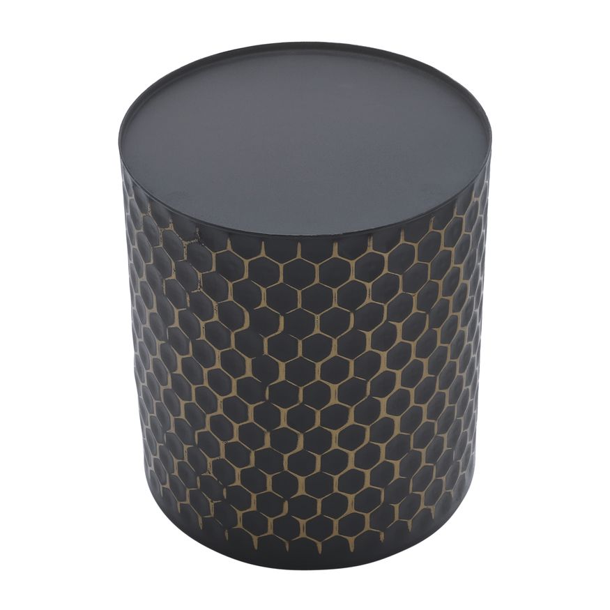 Sagebrook 3D Honeycomb Planters On Metal Stand (Set Of 2) - Black/Gold