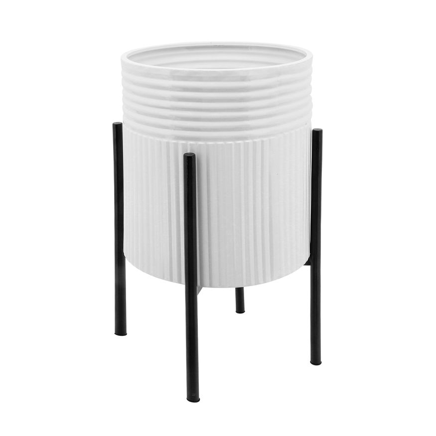 Sagebrook™ Dunes Planters On Metal Stand (Set Of 2) - White/Black