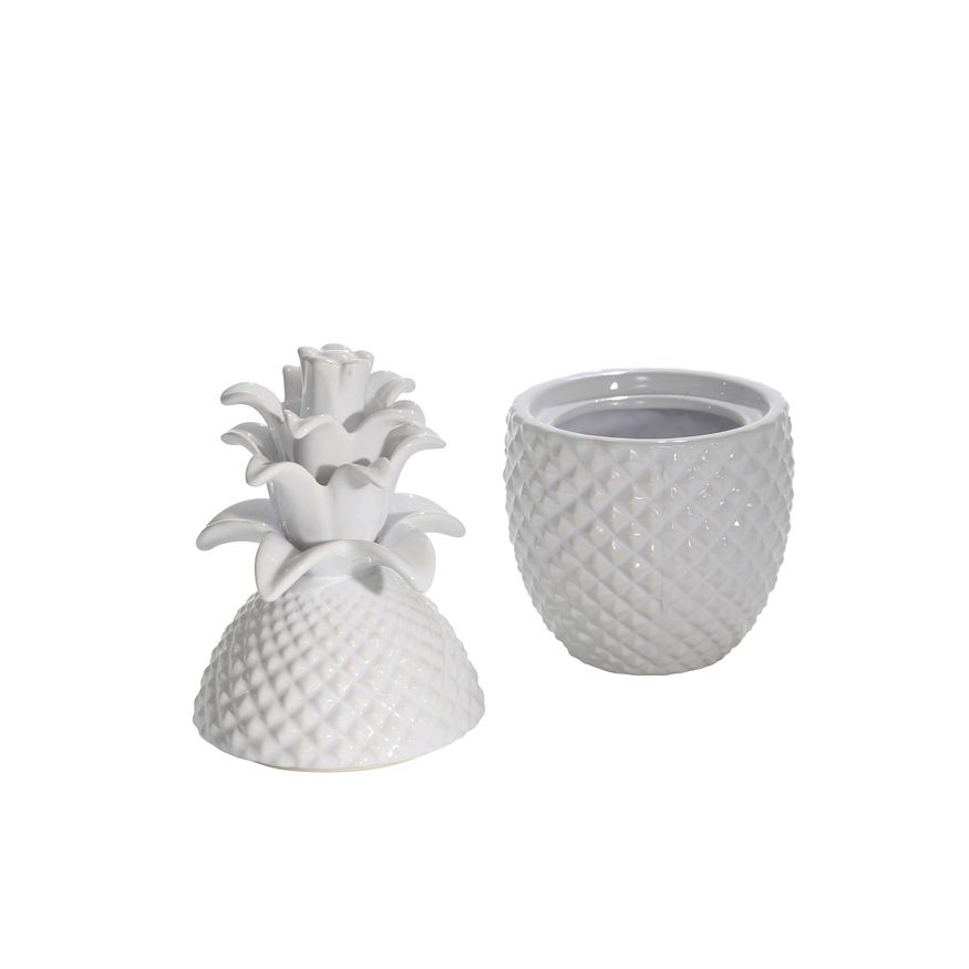 Sagebrook - 8.75" Pineapple Jar in White