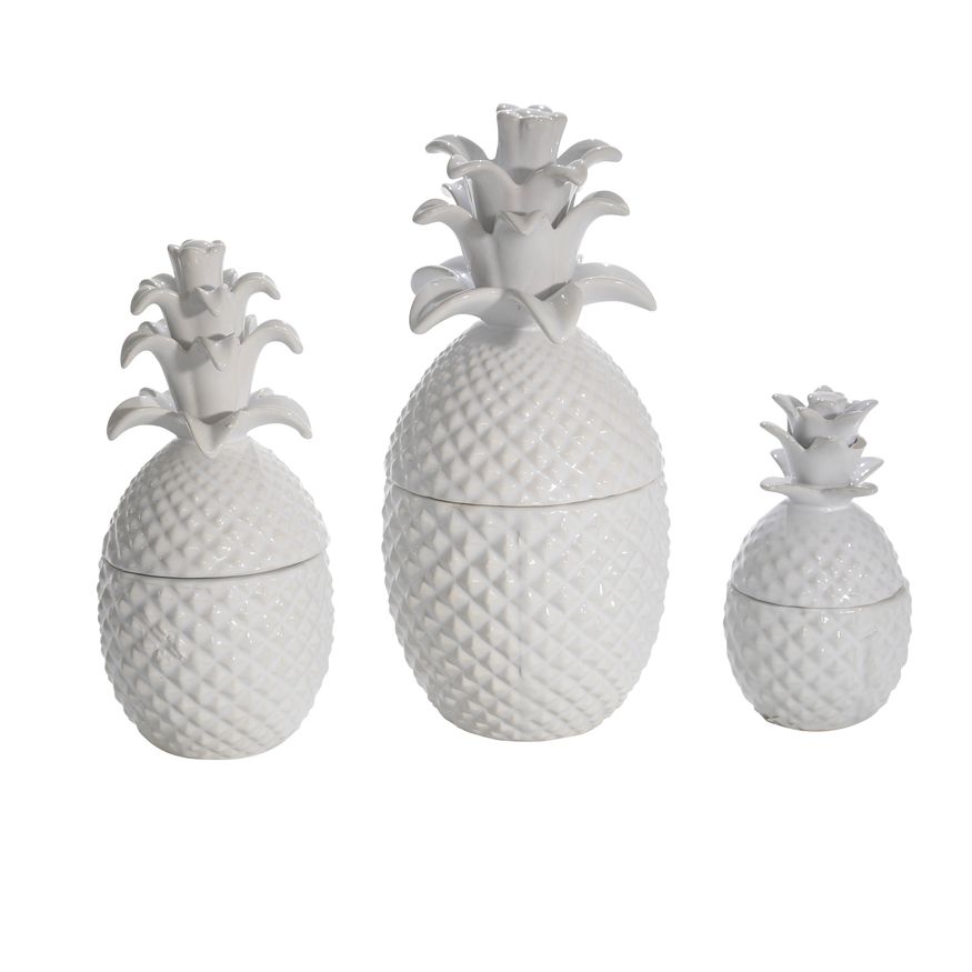 Sagebrook - 8.75" Pineapple Jar in White