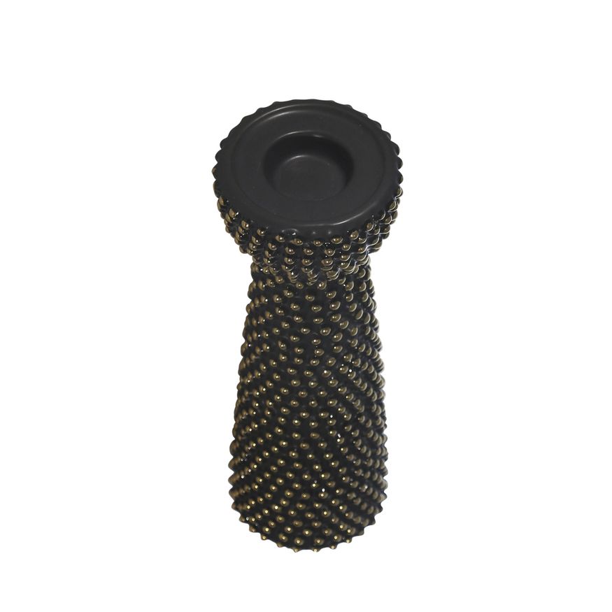 Sagebrook 12" Ceramic Spike Candle Holder - Black/Gold