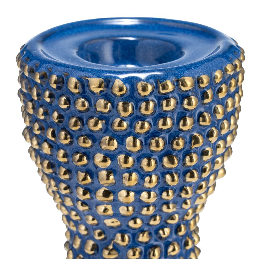 Sagebrook 16" Ceramic Spiked Candle Holder - Navy/Gold