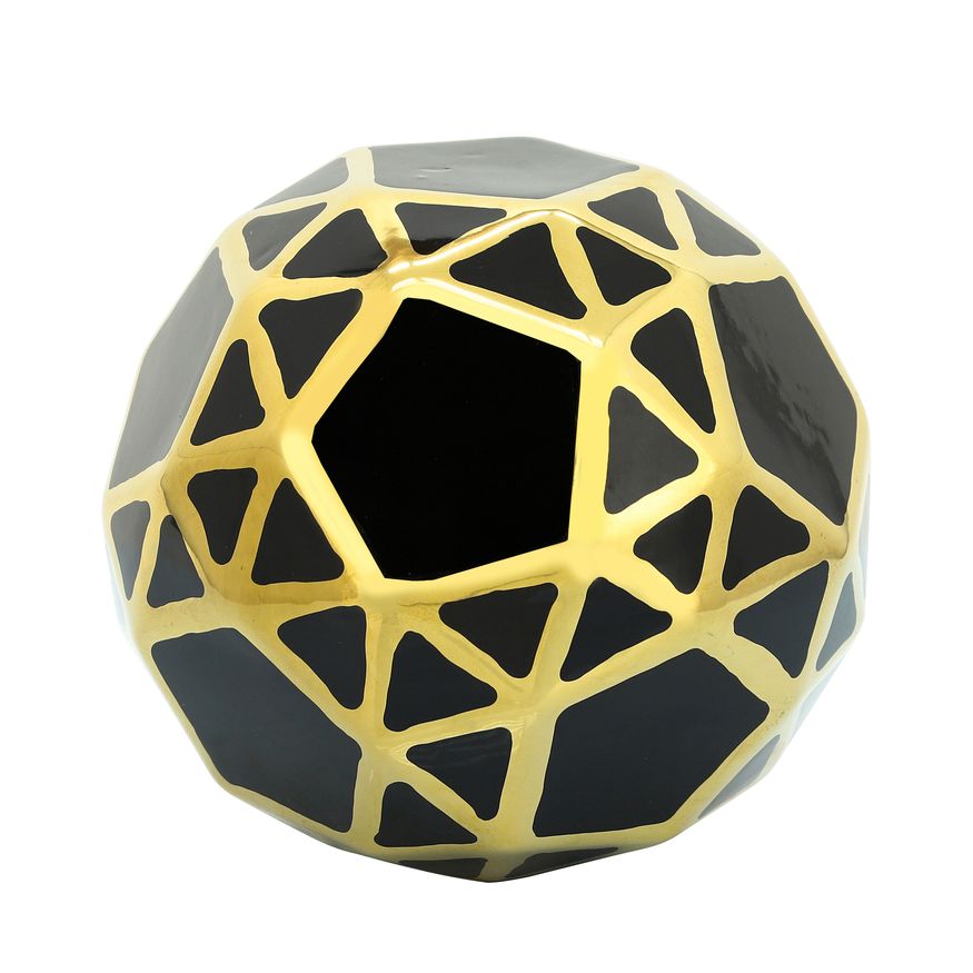 Sagebrook 6" Ceramic Orb - Black/Gold