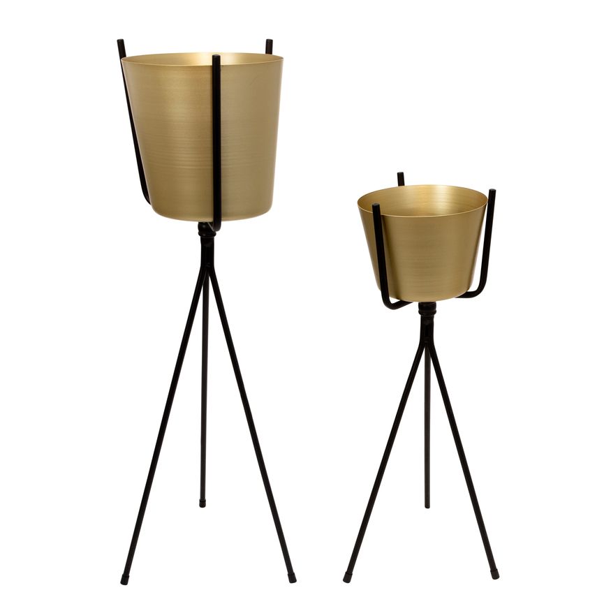 Sagebrook Gold Metal Planter - Black Tripod